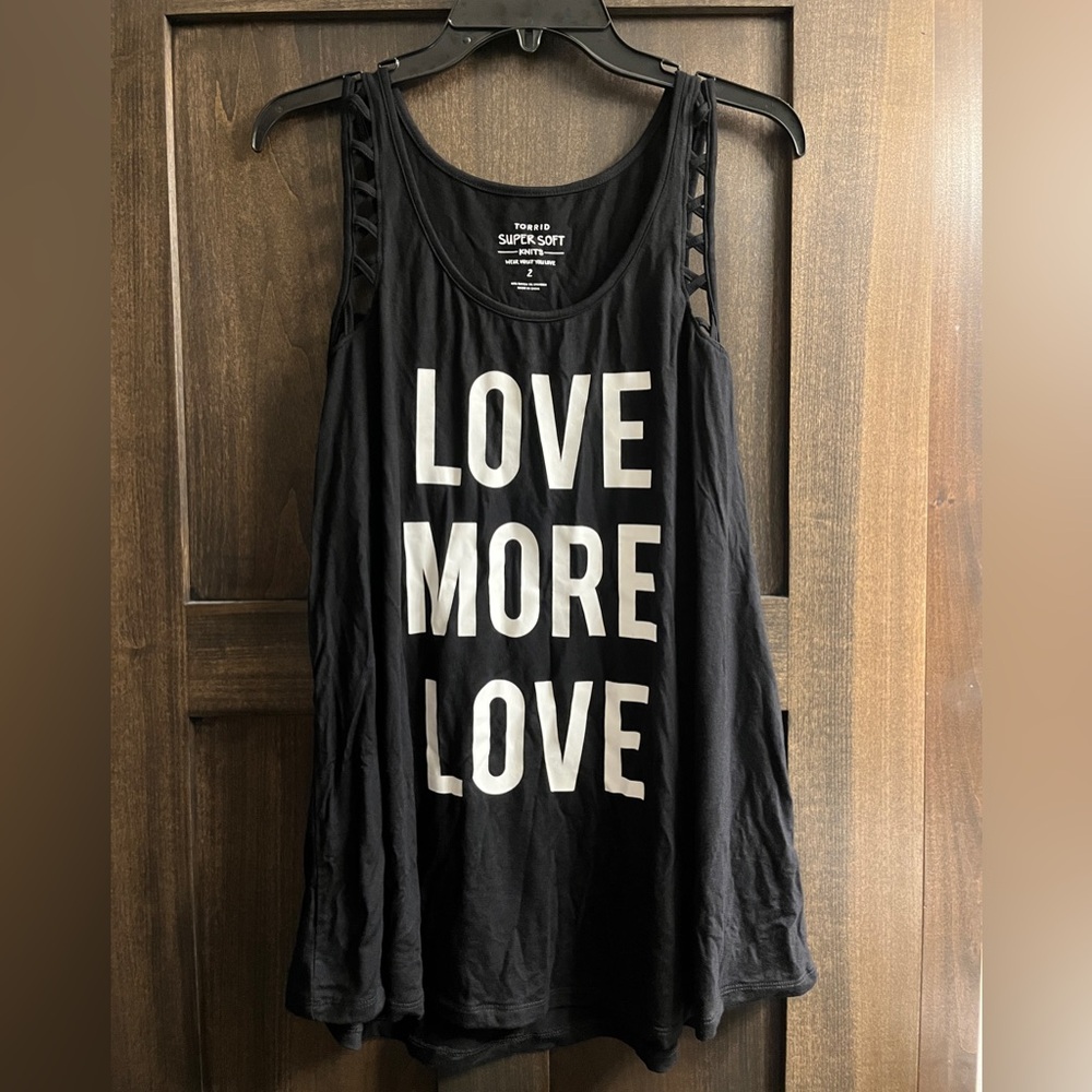 Torrid Black Cutout Tank with White Print